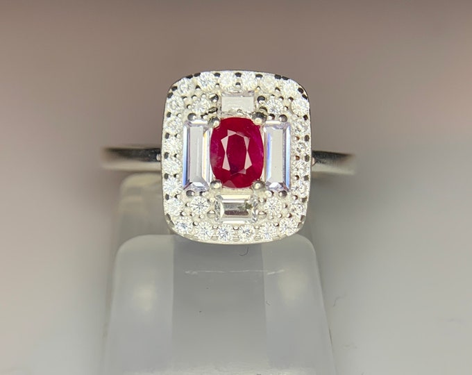 Natural Ruby Ring . Natural Certified Blood Red Ruby Ring . Certified Ruby Ring . Womens Ruby Ring . Natural Ruby ladies Silver Ring .
