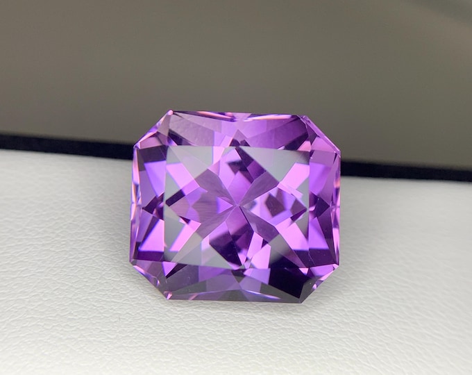 Radiant 19.10 Ct Fancy Cut Natural Purple Amethyst – Eye-Clean Clarity – Brazil. Natural Amethyst . Healing Crystal .  February Birthstone