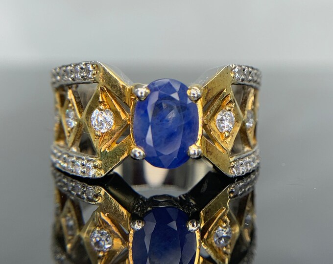 Natural Sapphire Ring.Unisex Natural Sapphire Ring . Blue Sapphire Ring . Srilankan Blue Sapphire Gents Silver Ring . Sapphire Jewellery.