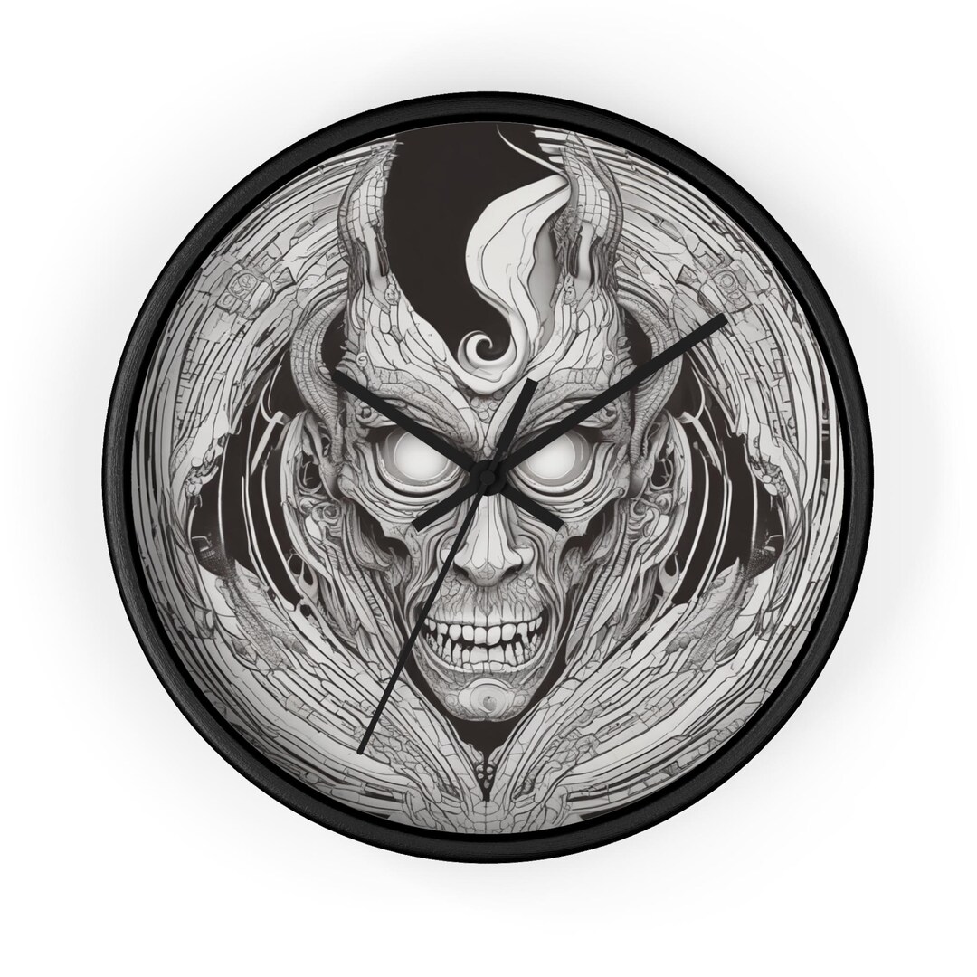 Demonologists Clocks Pattern Demonic Skull Illustration Wall Clock | Gothic Horror Home Decor - Etsy
