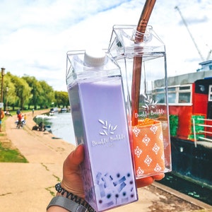Bubble Tea Reusable Bottle | Milk Carton | Water Bottle | Milk Tea Cup |
