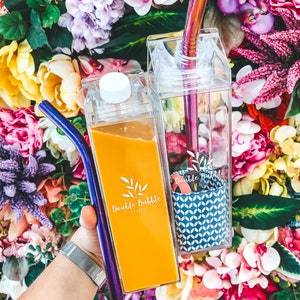 Bubble Tea Bottle + Straw | Reusable Stainless Steel Straw  | Party Straw | Eco Friendly | Fat Straw Set | Boba Milk Tea