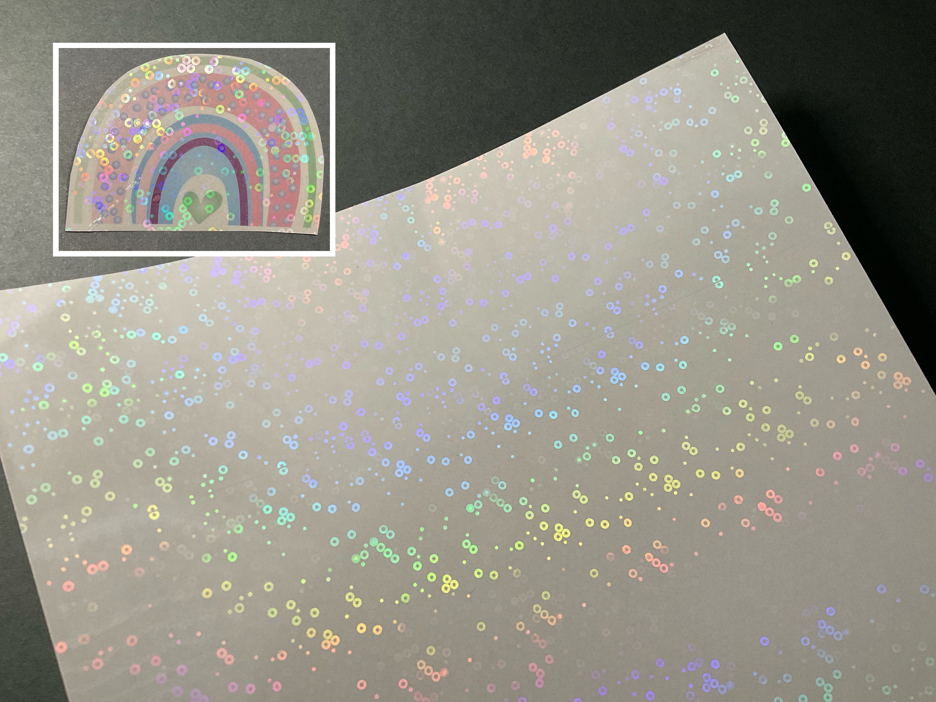 10Pcs Transparent Holographic Laminate Sticker Paper A4 Size Glitter Clear  Holographic Overlay Laminating Film Self Adhesive Waterproof Vinyl Sheets