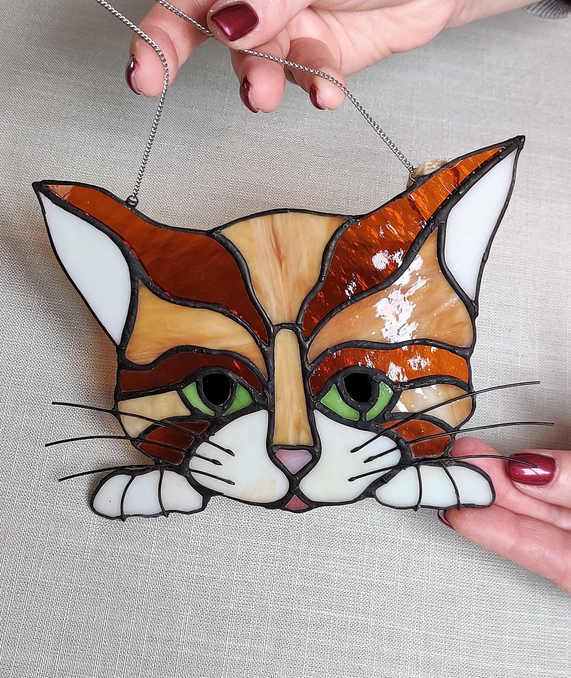 Cat Suncatcher Cat window decor Peek cat Lucky cat Glass cat Etsy