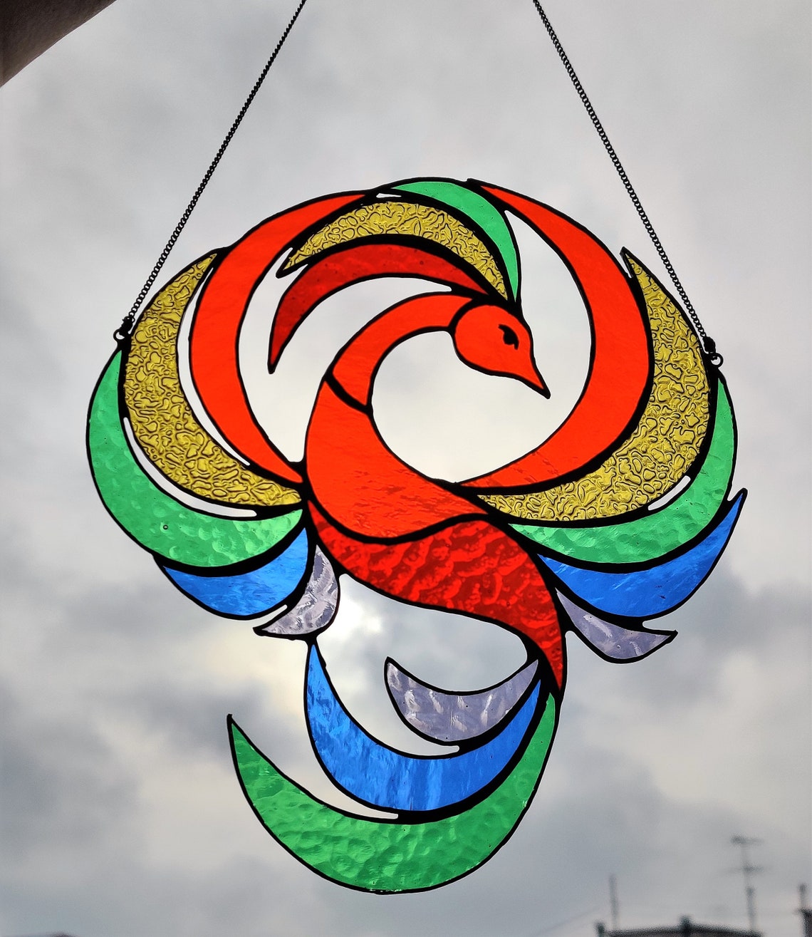 Phoenix Stained Glass Crystal suncatcher Window Hangings Etsy