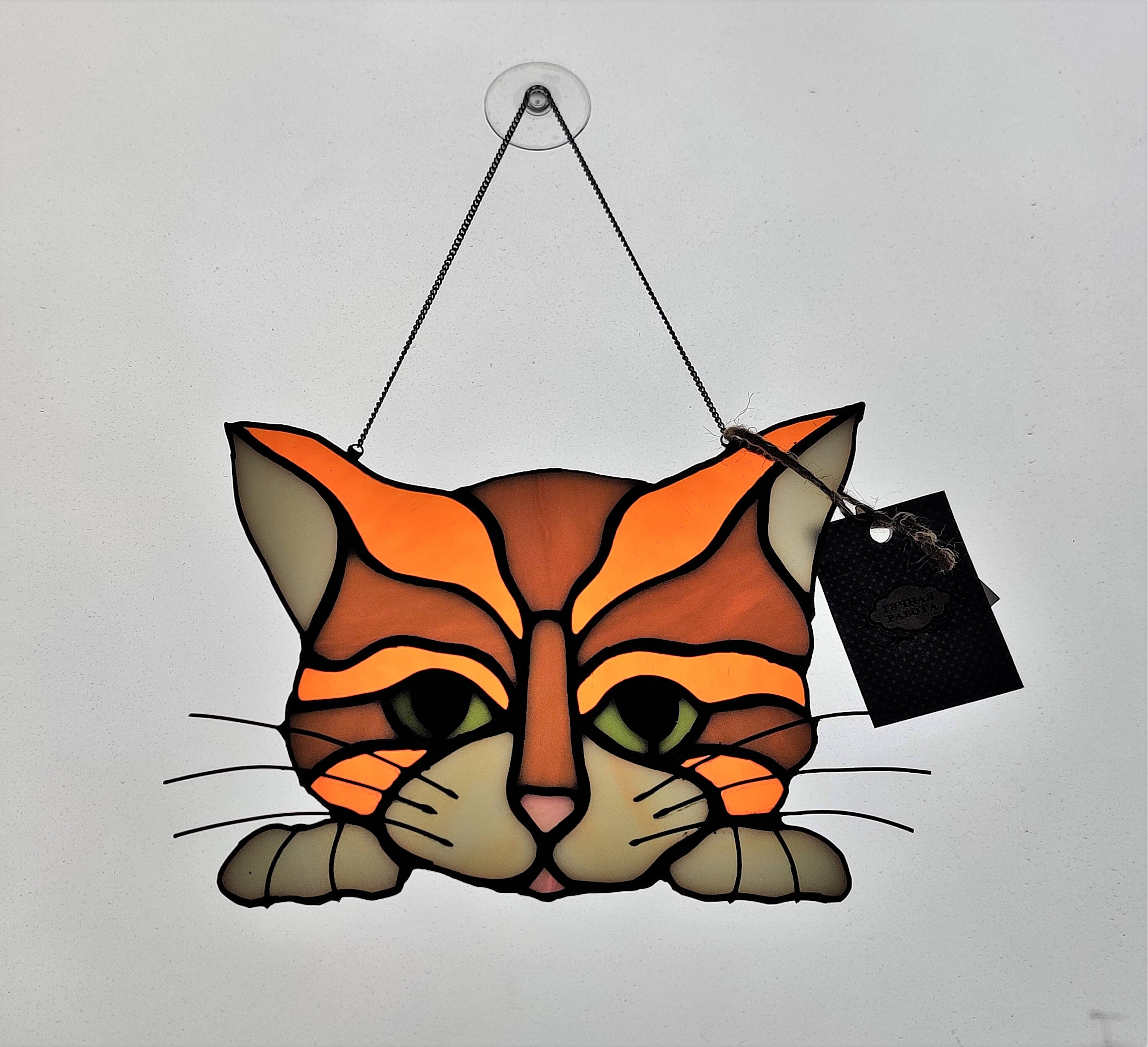 Cat Suncatcher Cat window decor Peek cat Lucky cat Glass cat Etsy