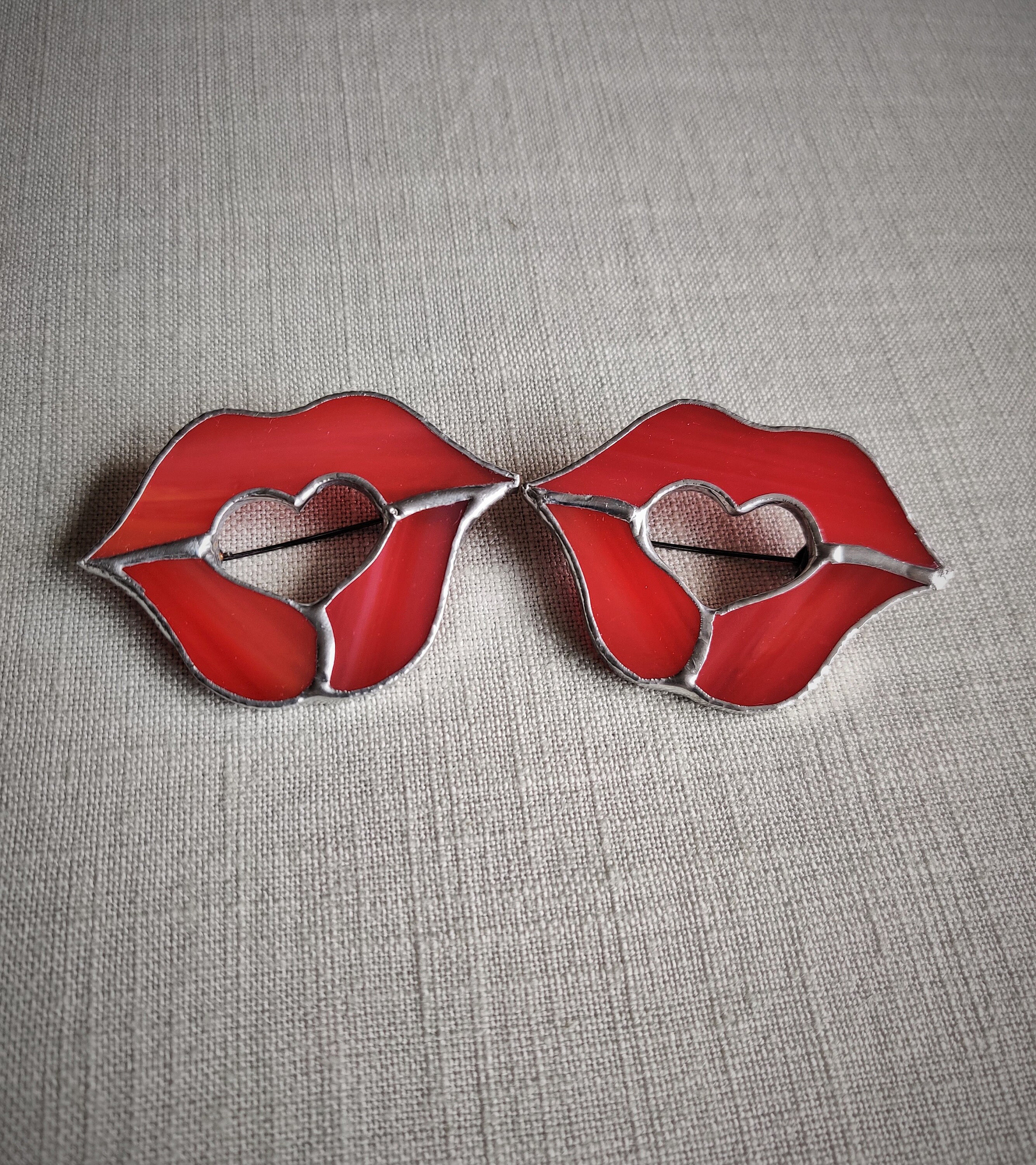 Red lips brooch Heart jewelry Art glass brooch Lesbian gift Etsy