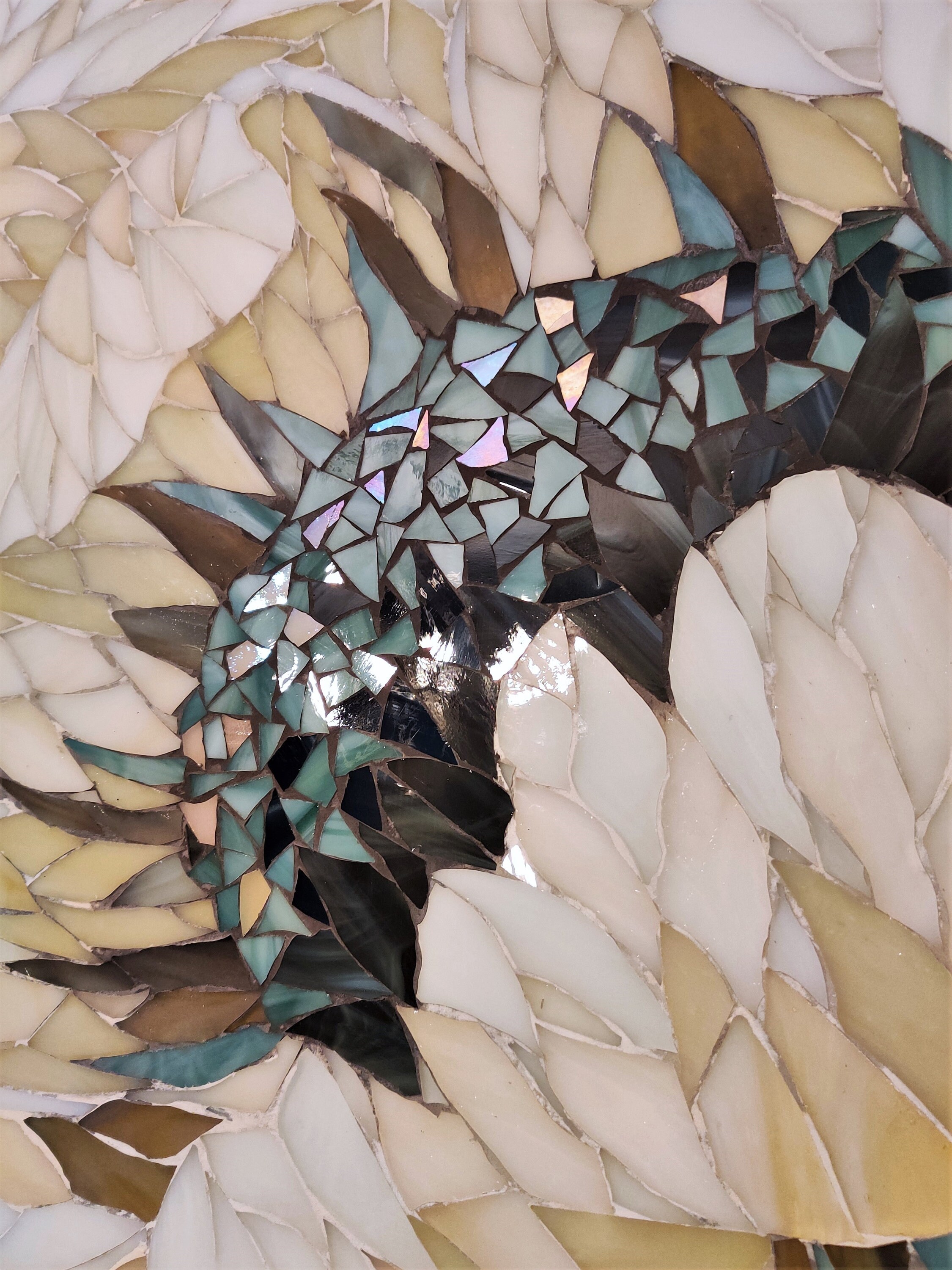 White Flower mosaic wall decor Botanical wall art Stained Etsy