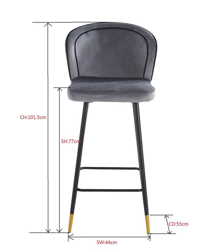 2x Kitchen breakfast Bar Stool Velvet Fabric luxury Gold Tips Etsy