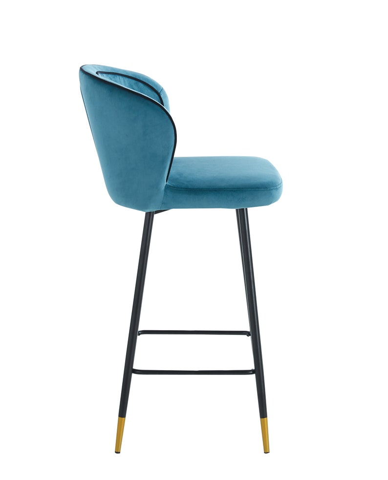 2x Kitchen Breakfast Bar Stool Velvet Fabric Luxury Gold Tips Etsy UK