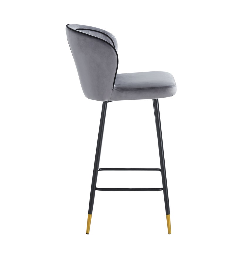2x Kitchen Breakfast Bar Stool Velvet Fabric Luxury Gold Tips Etsy UK