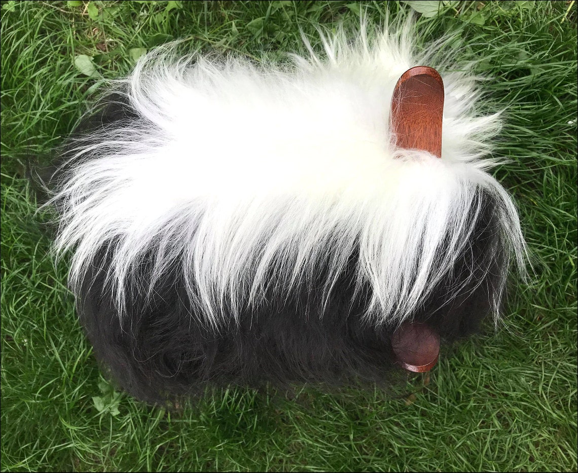 Quirky Icelandic Bull Footstool in Black & White Sheepskin A Etsy UK