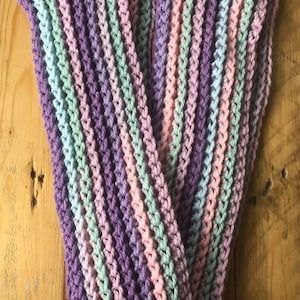 Pastel Striped Soft Chunky Extra Long Crochet Scarf Unique