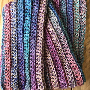 Extra Long Crochet Scarf Multicoloured Handmade Unique