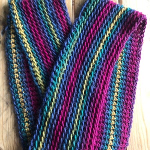 Infinity Scarf Double Snood Crochet Mixed Stripes Unique