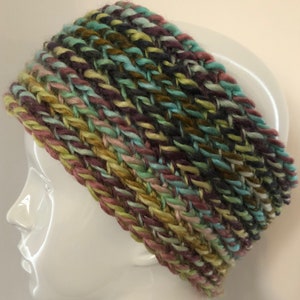 Cosy Crochet Earwarmer Headband Multicoloured Stripes Size M/L