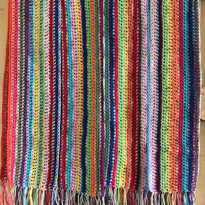 Extra Long 100% Cotton Happy Hippie Crochet Tasselled Scarf Multicoloured Handmade Unique