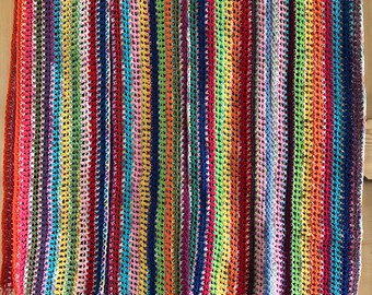 Extra Long 100% Cotton Happy Hippie Crochet Tasselled Scarf Multicoloured Handmade Unique