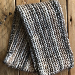 Infinity Scarf Double Snood Crochet Beige Brown Cream Grey Unique