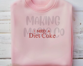 I Need A Diet Soda Pretty Coquette Embroidered Sweatshirt