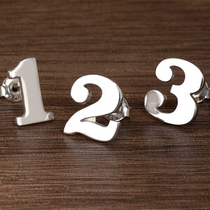 Sterling Silver Number Earrings - Made in the USA