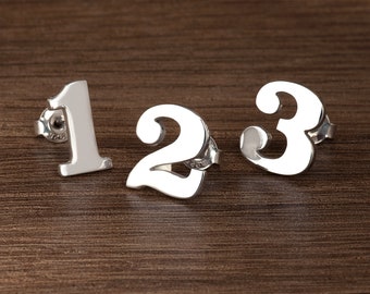 Sterling Silver Number Earrings - Made in the USA
