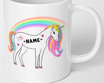 Unicorn Mug with name - Great Birthday Christening Christmas Xmas Present