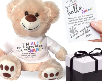 Worry Teddy Bear - Anxiety relieving cuddly Alex Bear for kids suffering with anxiety autism traits sleep worry