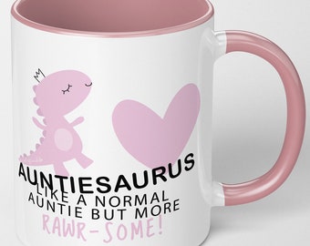 Auntie Gifts Auntiesaurus Mug Auntie Birthday Presents Auntie Christmas Present Auntie Mug Auntie Tea Coffee Mugs