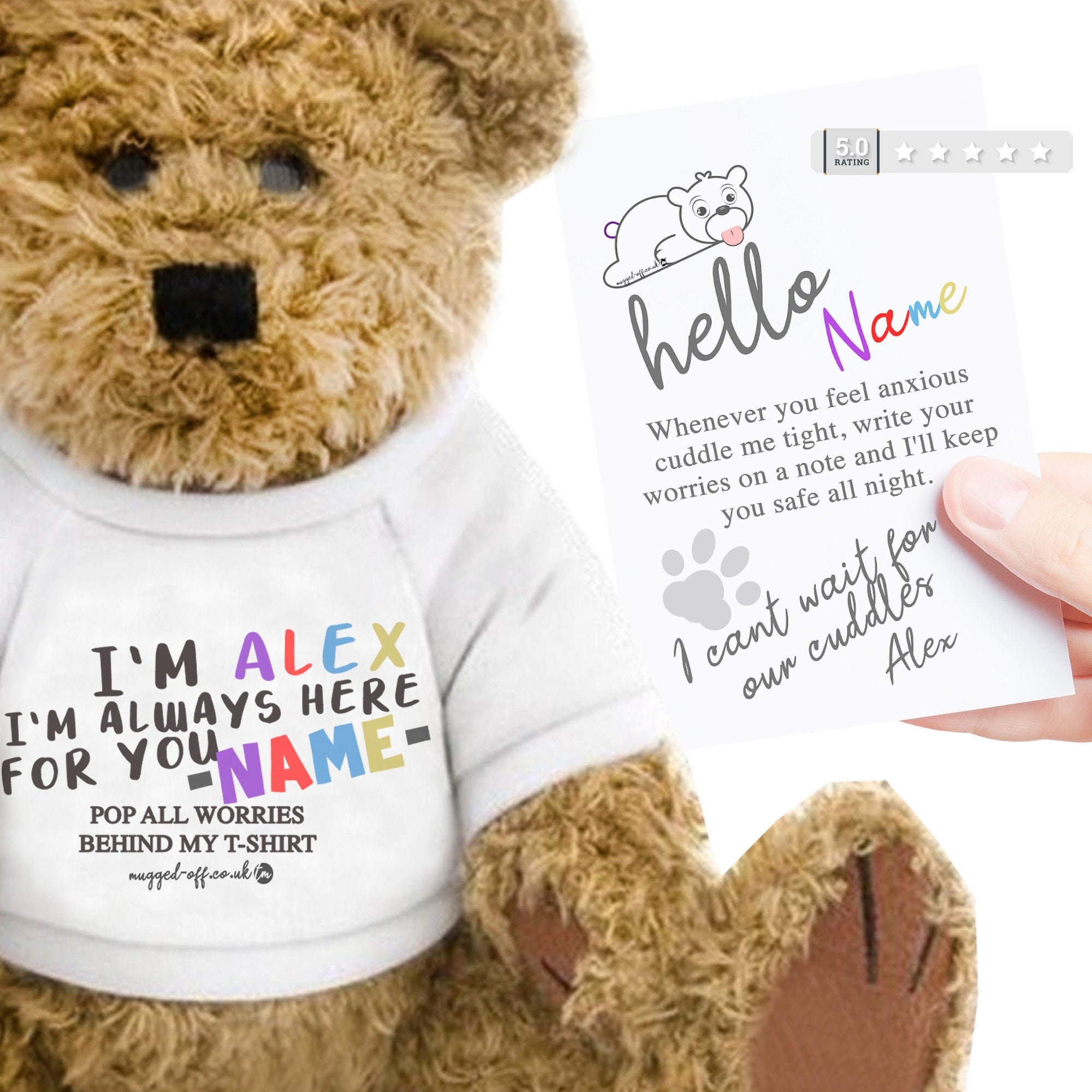 Worry Teddy Bear Anxiety relieving cuddly Alex Bear for kids Etsy