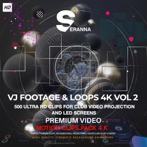 Op de afbeelding: Een zwart-wit afbeelding met een DJ-mixer op de voorgrond. De achtergrond heeft een groot, cirkelvormig ontwerp met een witte ster in het midden. De tekst "VJ FOOTAGE & LOOPS 4K VOL 2" wordt weergegeven in witte letters op een zwarte achtergrond. De tekst "500 ULTRA HD CLIPS FOR CLUB VIDEO PROJECTION AND LED SCREENS" wordt weergegeven in witte letters op een zwarte achtergrond. De tekst "PREMIUM VIDEO" wordt weergegeven in witte letters op een zwarte achtergrond. De tekst "MOTION CLIPS PACK 4.K" wordt weergegeven in witte letters op een zwarte achtergrond. De tekst "PERFECT FOR VJS LOOPS, BACKGROUNDS, PROJECTIONS, NIGHTCLUBS & LED SCREENS" wordt weergegeven in witte letters op een zwarte achtergrond. De tekst "HIGH QUALITY, CINEMATIC BACKGROUND ANIMATIONS" wordt weergegeven in witte letters op een zwarte achtergrond. De tekst "WALLPAPERSHOME.COM" wordt weergegeven in witte letters op een zwarte achtergrond.