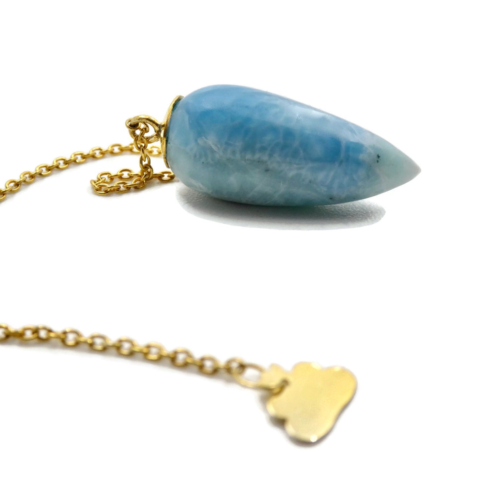 Pendule en Larimar et Argent Doré Or 18Ct