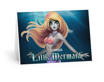 Zombie Little Mermaid Greeting Cards (5 Pack)