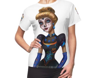 Day of The Dead Cinderella (TM) Women's AOP Cut & Sew Tee