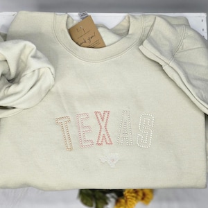 Custom State Embroidered Sweater Texas State Sweatshirt Texas Multicolored State Sweatshirt State Crewneck Customize with your state