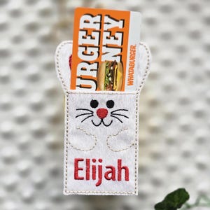 Embroidered Bunny Gift Card Holder: Personalized Name Easter Tag