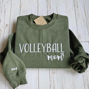 Volleyball Mom Sweatshirt Embroidered Team Sweater Custom Embroidered Name on Sleeve Varsity Style Game Day Sports Mom Sweater Custom Sports