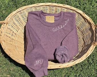Custom Team Sweatshirt Embroidered School Team Name with initial on Sleeve