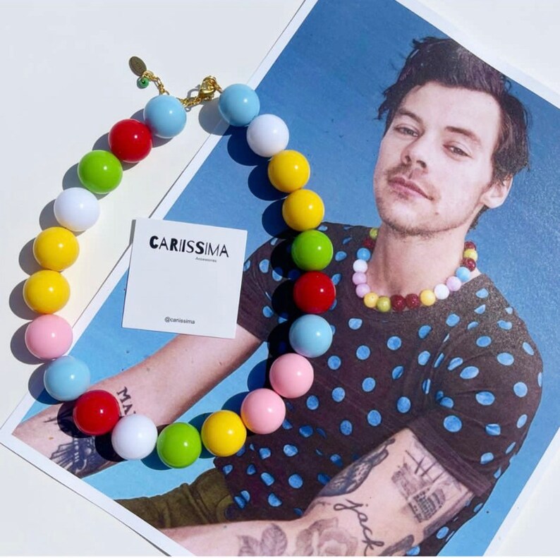 Beaded Necklace Harry Styles Inspired Funky Bubblegum Etsy