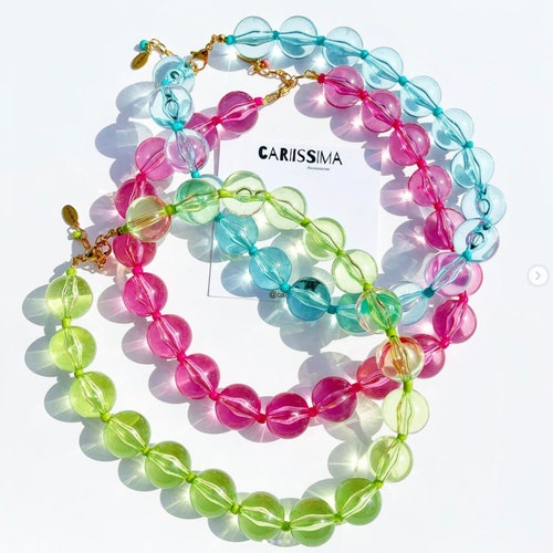 Harry Styles Inspired Bubblegum Bead Necklace Sky Blue Etsy