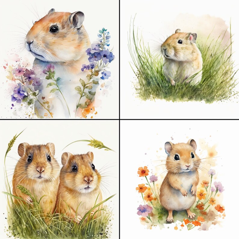 Watercolor Gerbil Clipart 20 Pngs Instant Download for Commercial Use ...