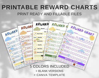 Printable Weekly Reward Chart for Kids, Goal Chart, Colorful Chart, Toddler Reward Chart, Behaviour Chart, Routine Chart, Instant Download