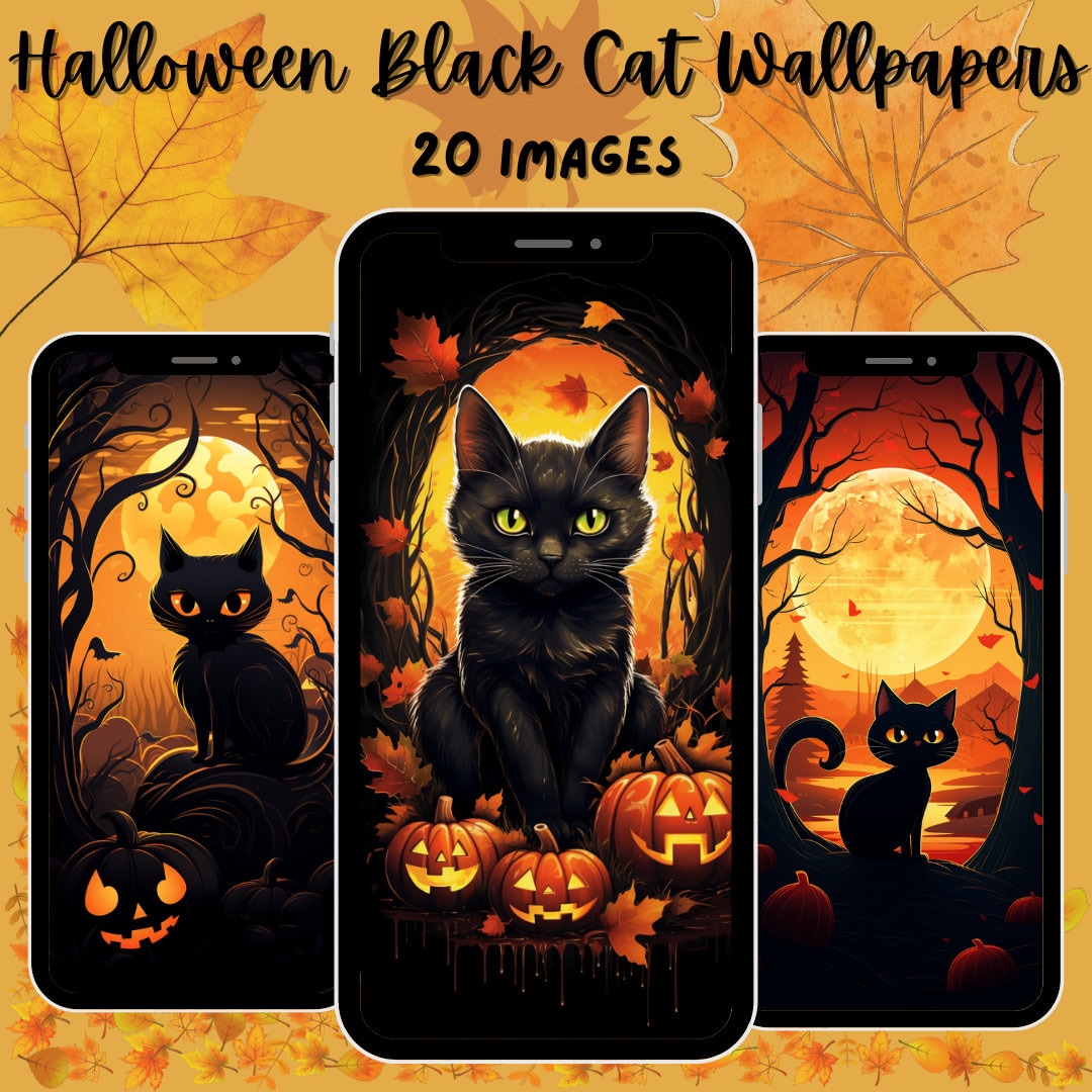 20 Halloween Black Cat Phone Wallpaper, Black and Orange Wallpapers Iphone,  Smartphone Wallpaper Set, Aesthetic Background - Etsy, image size:1080x1080