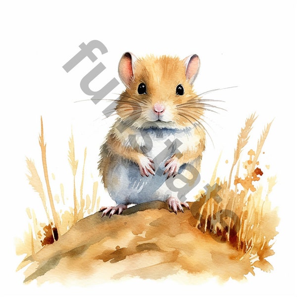 Watercolor Gerbil Clipart 20 PNGs Instant Download For Commercial Use
