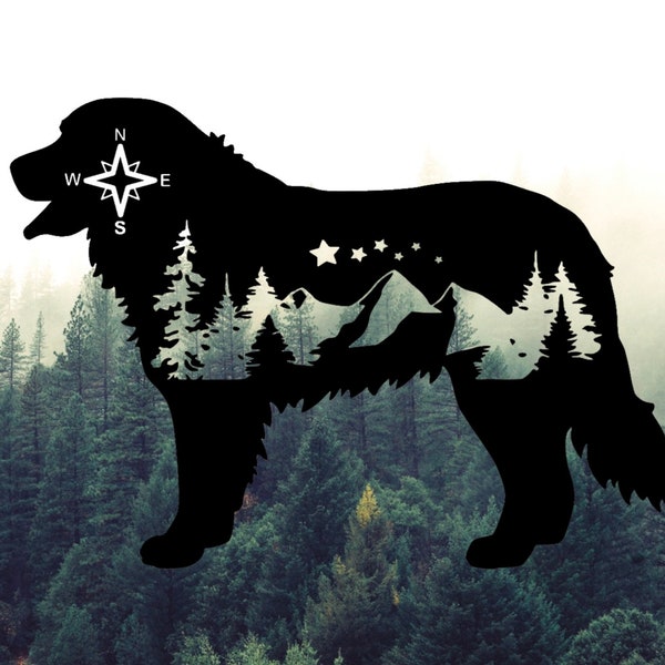 Adventure Bernese Mountain  Dog vinyl decal | for cars, laptop cases, tumblers| Hiking, PNW permanent stickers