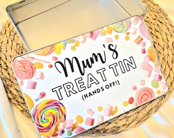 Personalised Mum's Treat Tin, Metal Snack Storage, Mother's Day Gift