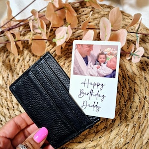 Papas Geburtstagsgeschenk, Andenken Foto Visitenkarte, personalisierte Bild Brieftasche Karte, Eigenes Foto hinzufügen, Aluminium, Vatertag, Geschenk für ihn