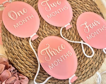 Baby Milestone Balloons, Photo Prop, Pale Pink Acrylic Milestone Discs