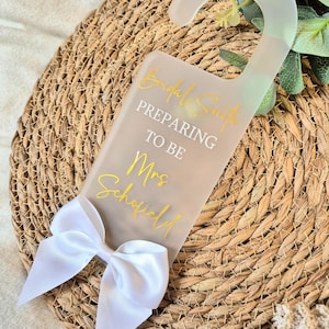 Wedding Day Door Hanger, Bride To Be, Bridal Suite Acrylic Door Sign, Satin Bow Detail, Getting Married Wedding Prep, Bridal Door Hanger