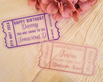 Acrylic Ticket, Ticket Gift Idea, Frosted, Token Event Keepsake, Birthday Present